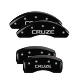 MGP 4 Caliper Covers Engraved Front & Rear Cruze Black Finish Silver Char 2017 Chevrolet Cruze - 14239SCRZBK