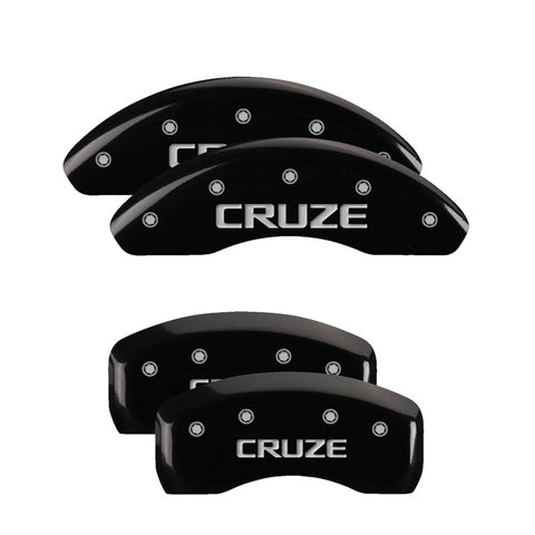 MGP 4 Caliper Covers Engraved Front & Rear Cruze Black Finish Silver Char 2017 Chevrolet Cruze - 14239SCRZBK