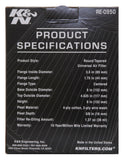K&N Universal Rubber Filter 3 1/2inch ID FLG / 6inch Base / 4-5/8inch Top / 6inch Height - RE-0950