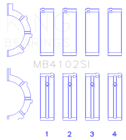 King Chrysler 226 3.7L (Size .026) Crankshaft Main Bearings (Set of 4) - MB4102SI.026