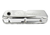 Ford Racing Embosses Logo Stamped Steel Valve Cover Chrome - 302-070