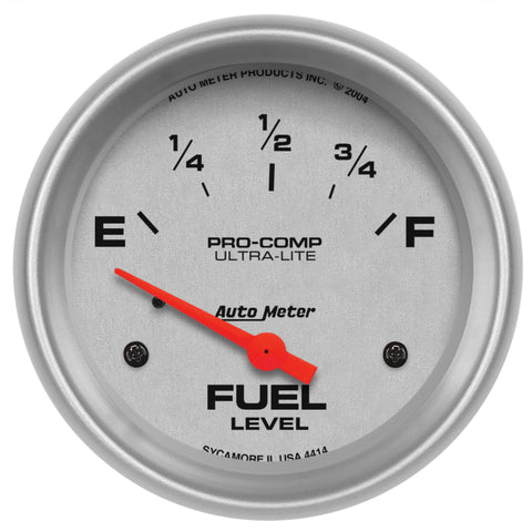 Autometer Ultra-Lite 66.7mm Short Sweep Electronic 0 E/90 F Fuel Level Gauge - 4414