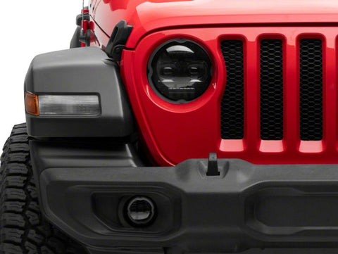 Raxiom 18-23 Jeep Wrangler JL Axial Series 9-In Angel Eye LED Headlights- Blk Housing (Clear Lens) - J177416