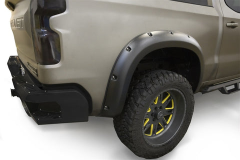Lund 19-21 Chevy Silverado 1500 RX-Rivet Style Textured Elite Series Fender Flares-Black (2Pc.Rear) - RX140TB