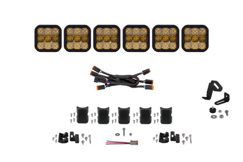 Diode Dynamics SS5 Pro Universal CrossLink 6-Pod Lightbar - Yellow Combo - DD7245