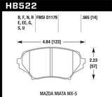 Hawk 06-10 Mazda Miata Mx-5 Base Blue 9012 Race Front Brake Pads - HB522E.565