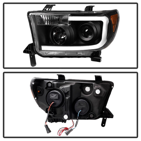 xTune Toyota Tundra 07-13 LED Light Bar Projector Headlights Black PRO-JH-TTU07-LED-BK - 9027888