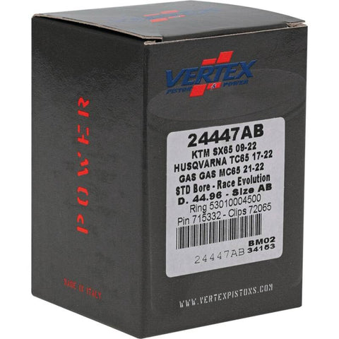 Vertex Piston 09-24 KTM 65 SX 65cc Cast Race Evolution Piston Kit - 24447AB