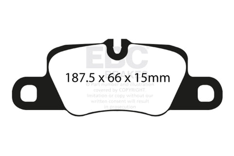 EBC 12-15 Porsche 911 (991) (Cast Iron Rotor only) 3.8 Carrera S Yellowstuff Rear Brake Pads - DP41858R