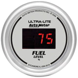Autometer Ultra-Lite Digital 2-1/16in 0-280 OHM Silver Dial w/ Red LED Programmable Fuel Level Gage - 6510