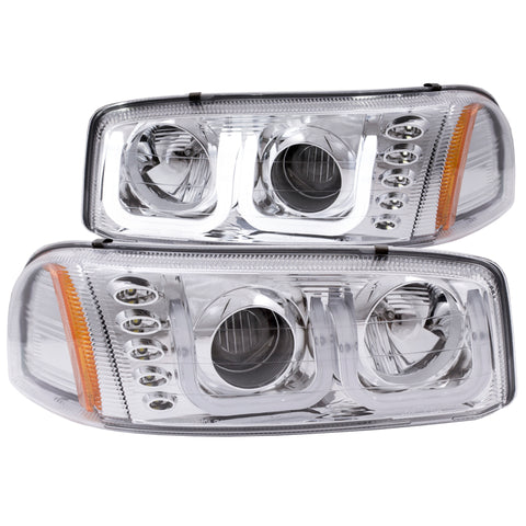 ANZO 1999-2006 GMC Sierra 1500 Projector Headlights w/ U-Bar Chrome - 111304