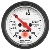 Autometer Phantom 52mm Boost 30 in Hg-Vac/30 PSI FS Electronic Vacuum/Boost w/ Peak Memory & Warning - 5777