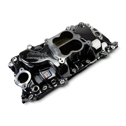 Edelbrock 65-90 BB Chevy Oval Port Heads Performer 2-O Manifold - Black Plasma - 2161-BP