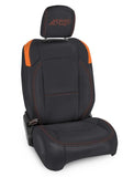 PRP Jeep Wrangler JL Front Seat Covers Jeep Gladiator JT- with Pocket Back (Pair) - Black/Orange - B039-07