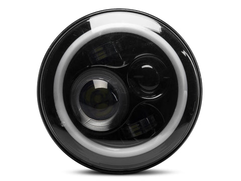 Raxiom 97-18 Jeep Wrangler TJ/JK Axial Halo Headlights w/ DRL Amber Signals- Blk Hsng (Clear Lens) - J108037