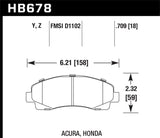 Hawk 2006-11 Honda Ridgeline Street Performance Ceramic Front Brake Pads - HB678Z.709