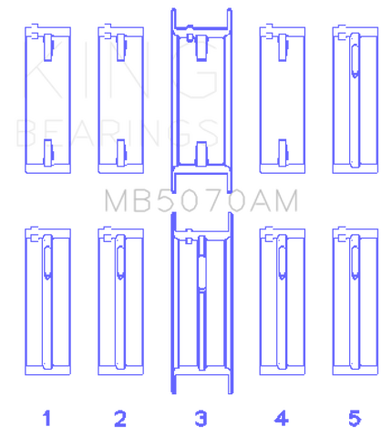 King Engine Bearings Audi/VW Ck/Cy/Ha/Jk/Ky/Rp/Zf/Aeb (Size +0.50mm) Main Bearing Set - MB5070AM0.5