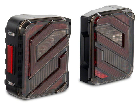 Raxiom 07-18 Jeep Wrangler JK Axial Series Trident LED Tail Lights- Blk Housing (Clear Lens) - J173719