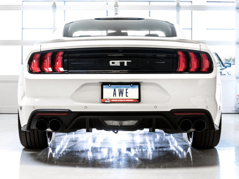 AWE Tuning 2018+ Ford Mustang GT (S550) Cat-Back Exhaust - Touring Edition (Quad Diamond Black Tips) - 3015-43106