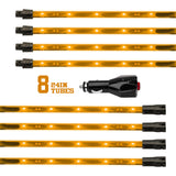 XK Glow Tube Single Color Underglow LED Accent Light Car/Truck Kit Amber - 8x24In - XK041002-A