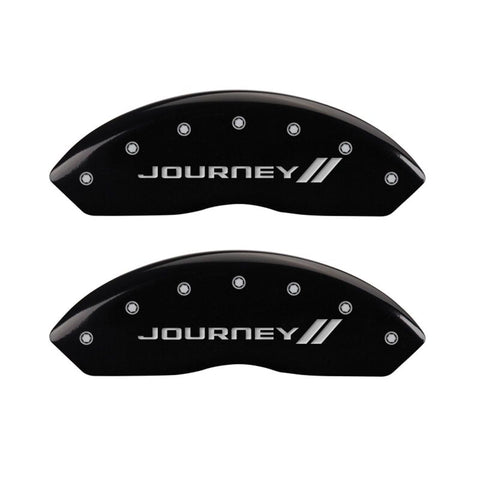 MGP 4 Caliper Covers Engraved Front & Rear With stripes/Journey Black finish silver ch - 12200SJNYBK