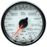 Autometer Spek-Pro Gauge Oil Temp 2 1/16in 300f Stepper Motor W/Peak & Warn Wht/Blk - P32212