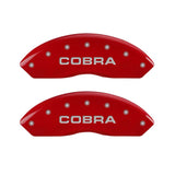 MGP 4 Caliper Covers Engraved Front & Rear Cobra Red finish silver ch - 10197SCOBRD