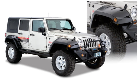 Bushwacker 07-18 Jeep Wrangler Max Pocket Style Flares 2pc Extended Coverage - Black - 10045-02