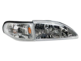 Raxiom 94-98 Ford Mustang Axial Series Cobra Style Headlights- Chrome Housing (Clear Lens) - 49049