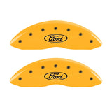 MGP Front set 2 Caliper Covers Engraved Front Oval logo/Ford Yellow finish black ch - 10232FFRDYL