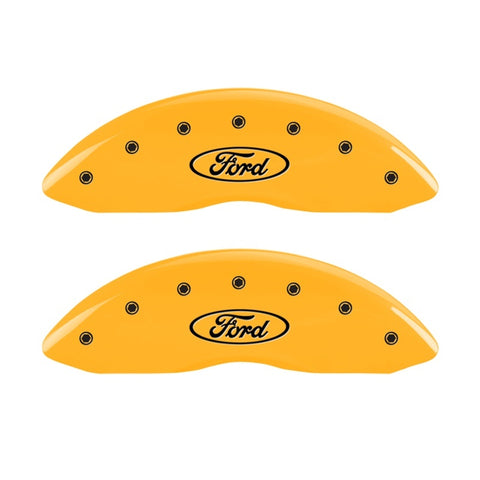 MGP Front set 2 Caliper Covers Engraved Front Oval logo/Ford Yellow finish black ch - 10232FFRDYL
