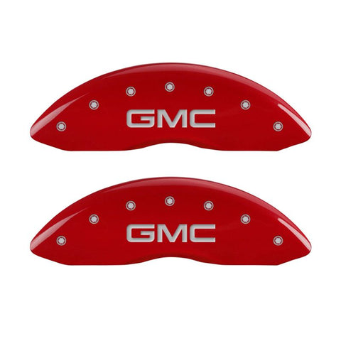 MGP 2 Caliper Covers Engraved Front GMC Red Finish Silver Characters 2008 GMC Canyon - 34213FGMCRD
