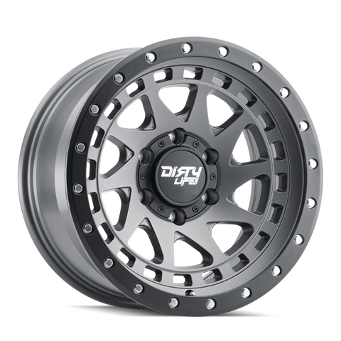 Dirty Life 9311 Enigma Pro 17x9/6x139.7 BP/-12mm Offset/106mm Hub Satin Graphite Wheel - Beadlock - 9311-7983MGT12