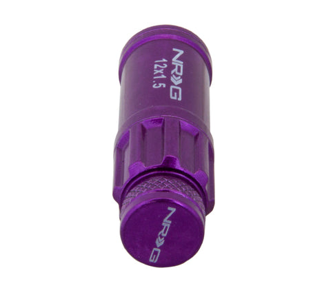 NRG 700 Series M12 X 1.5 Steel Lug Nut w/Dust Cap Cover Set 21 Pc w/Locks & Lock Socket - Purple - LN-LS700PP-21