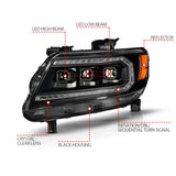 ANZO 15-22 Chevy Colorado Blk Housing Full LED DRL Projector Headlight w/ Sequential Light Bar - 111634