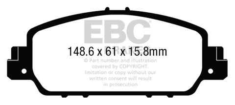 EBC 13+ Honda Accord Coupe 2.4 EX Ultimax2 Front Brake Pads - UD1654