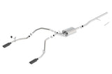 Borla 14 Sierra 1500 C/B S-Type Exhaust/2.75in Into Dual 2.25in Out 4in Split Rear Exit-Black Chrome - 140536BC