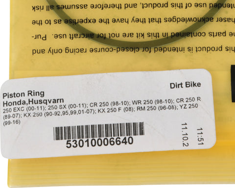 Vertex Piston 00-05 KTM 250 EXC 250cc Replacement Rings - Single - 53010006640