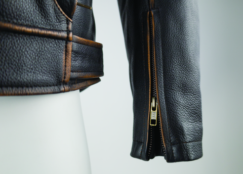 River Road Hoodlum Vintage Leather Jacket Black - Small - 094382