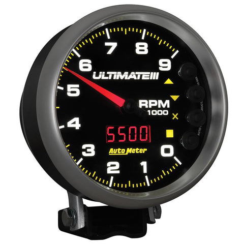 Autometer 5 inch Ultimate III Playback Tachometer 9000 RPM - Black - 6887