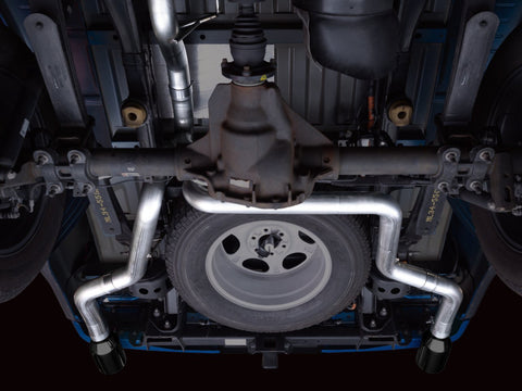 AWE Tuning 0FG 21+ Ford F150 Dual Split Rear Cat-Back Exhaust- 5in Diamond Black Tips - 3015-33119