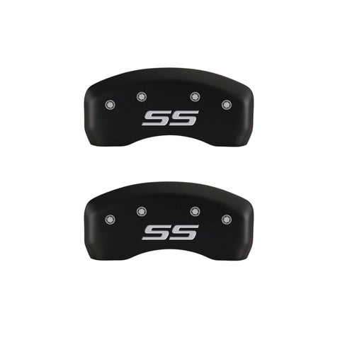 MGP 4 Caliper Covers Engraved Front & Rear Monte Carlo style/SS Red finish silver ch - 14217SSS4RD