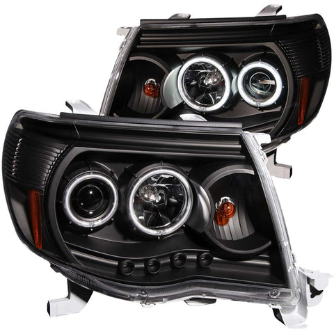 ANZO 2005-2011 Toyota Tacoma Projector Headlights w/ Halo Black - 121282