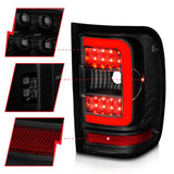 ANZO 01-11 Ford Ranger LED Taillights - Black Housing w/ Smoke Lens & Light Bar - 311391