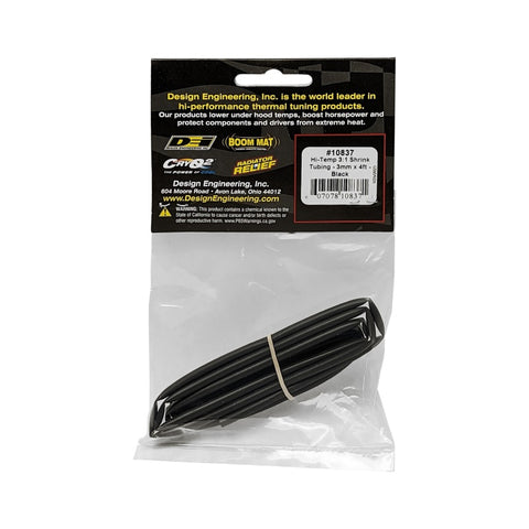 DEI Hi-Temp Shrink Tube 3mm x 4ft - Black - 10837