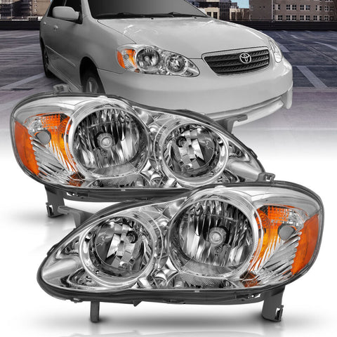 ANZO 2005-2008 Toyota Corolla Crystal Headlight Chrome Amber - 121540