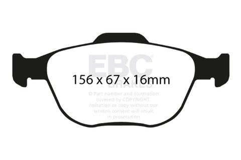 EBC 02-04 Ford Focus SVT 2.0L Bluestuff Front Brake Pads - DP51641NDX