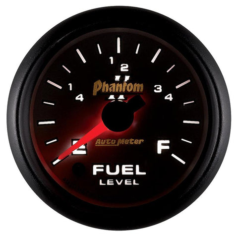 Autometer Phantom II 52mm Full Sweep Electronic 0-280 ohm Fuel Level Programmable E-F Range Gauge - 7510