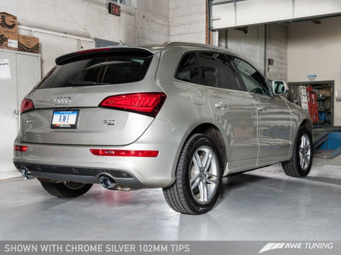 AWE Tuning Audi 8R Q5 3.2L Non-Resonated Exhaust System (Downpipe-Back) - Polished Silver Tips - 3020-32018