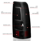 ANZO 1999-2002 Chevy Silverado 1500 LED Taillights Plank Style Black w/Smoke Lens - 311331